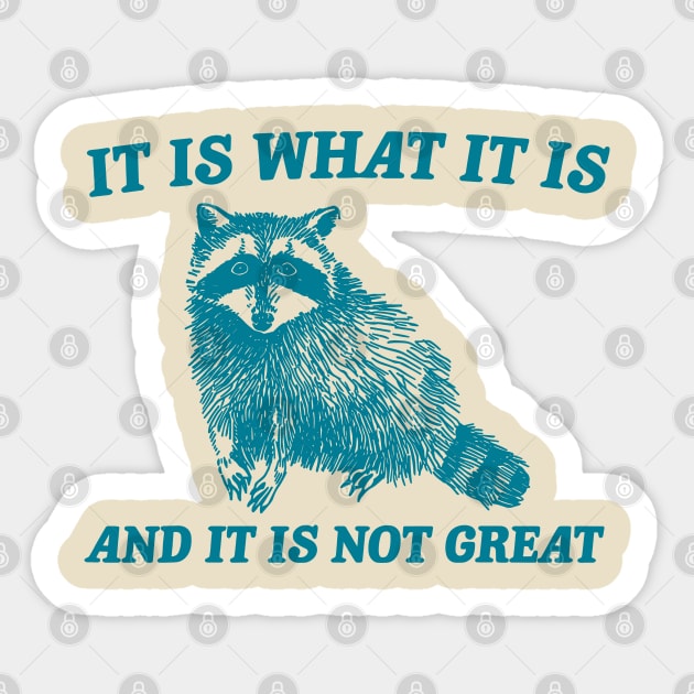 It Is What It Is And It Is Not Great Funny Raccoon Sticker by KC Crafts & Creations